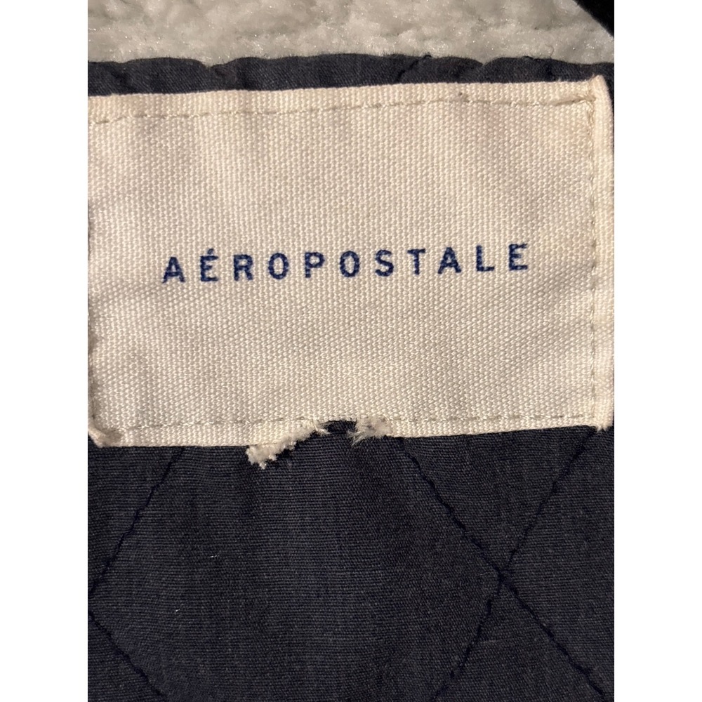 Aeropostale Blue Denim Cropped‎ Sherpa Hooded Jacket Women's XL - Picture 10 of 11